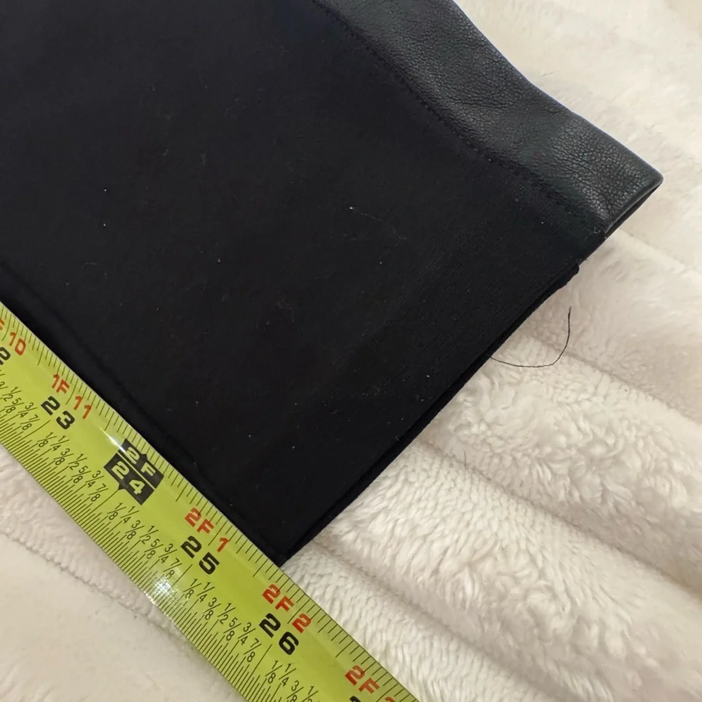 J. CREW Black Stretch Flat Front Ponte Pants With Leather Trim Size 14
